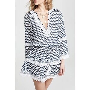 MELISSA ODABASH Claudia Riviera Navy Cotton Short Dress Size Medium